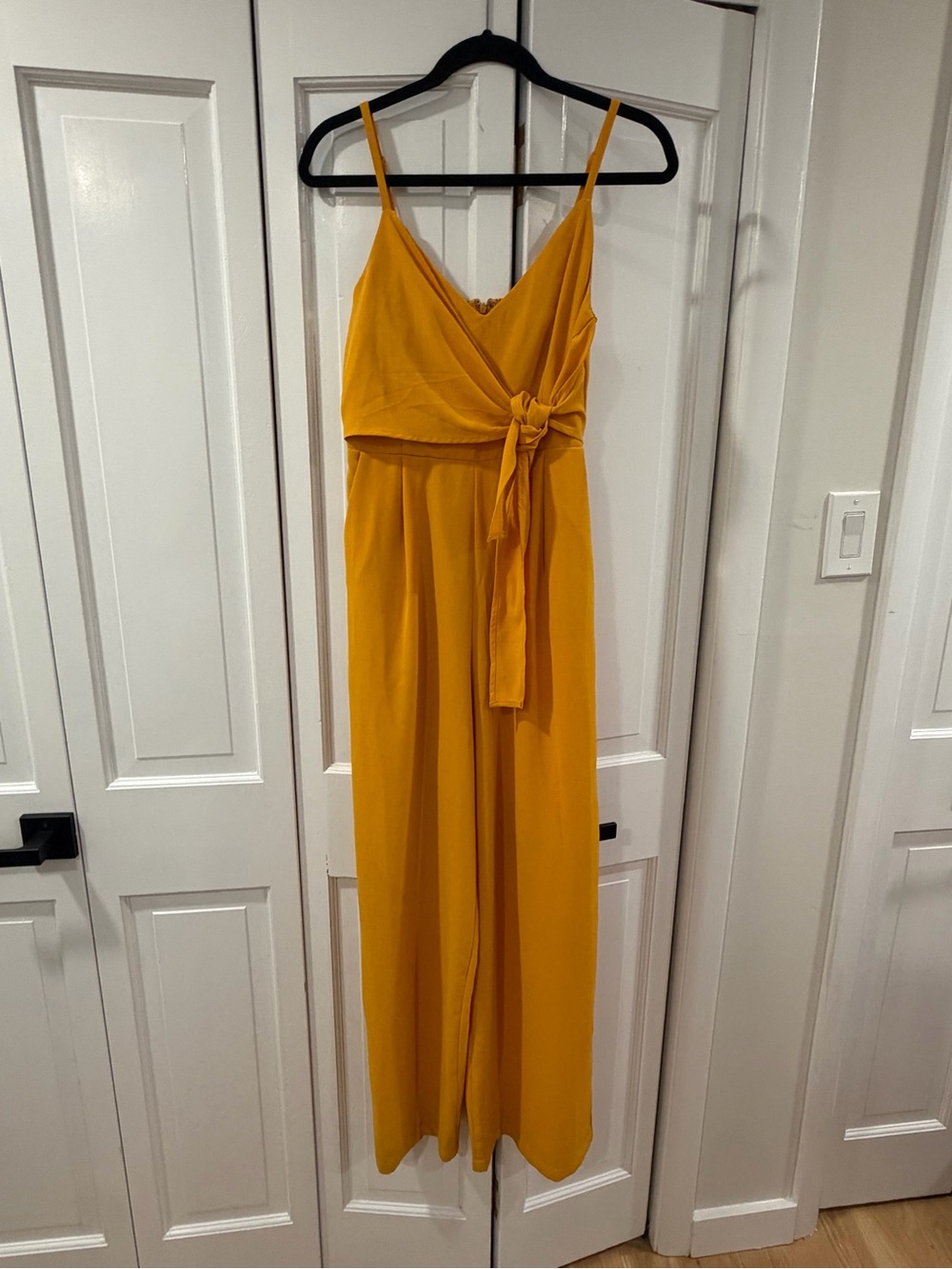 Lulu’s Women’s Sleeveless Wrap Jumpsuit Dress - Mustard Yellow